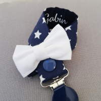 Attache tetine bleu marine etoile