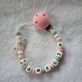 Attache tetine licorne rose et gris