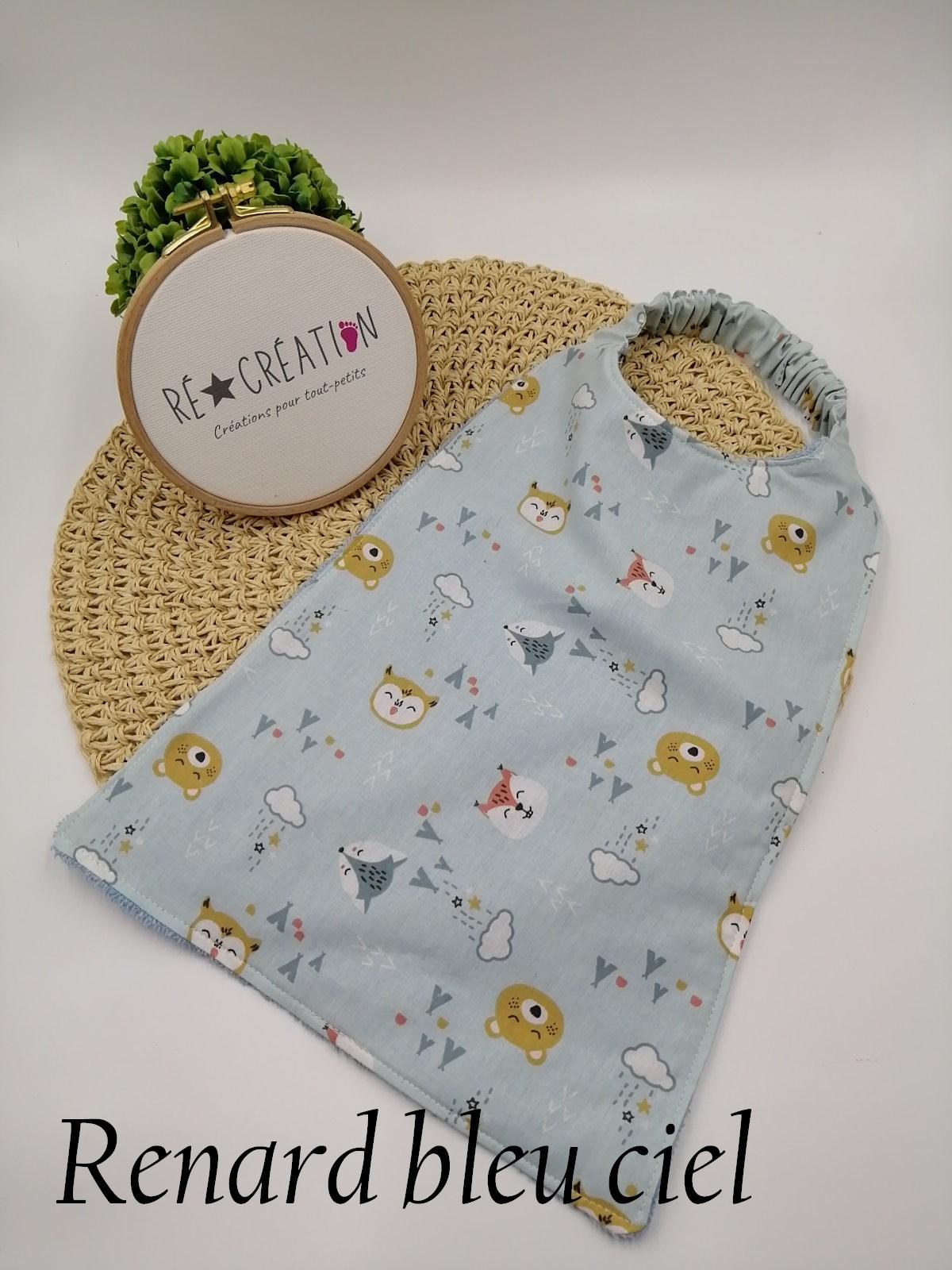 Bavoir serviette maternelle bleu ciel renard 1