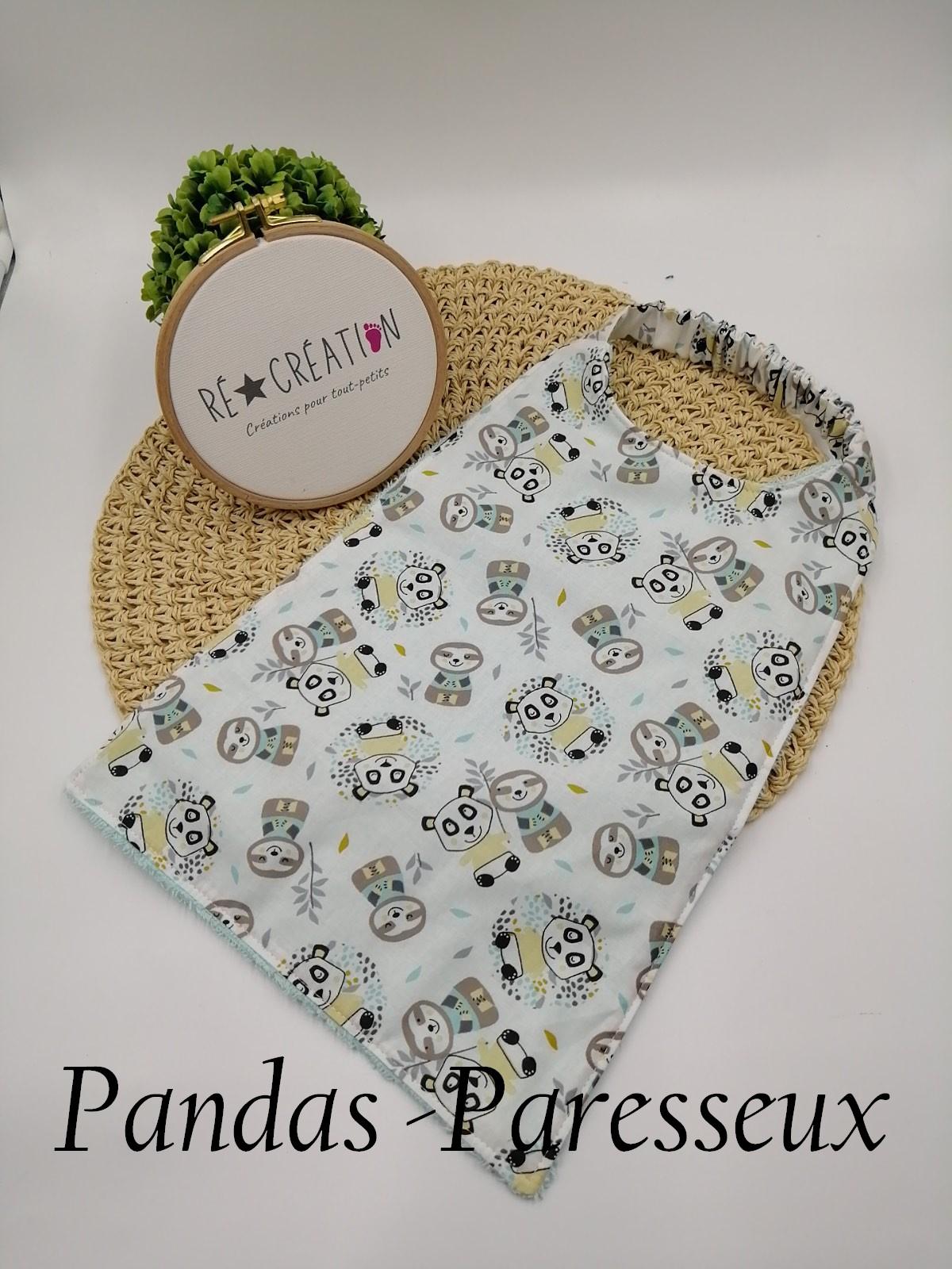 Bavoir serviette maternelle panda paresseux vertd eau 1