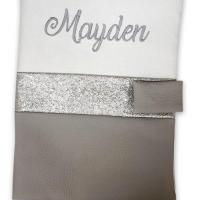 Carnet sante personnalise simili blanc gris argent