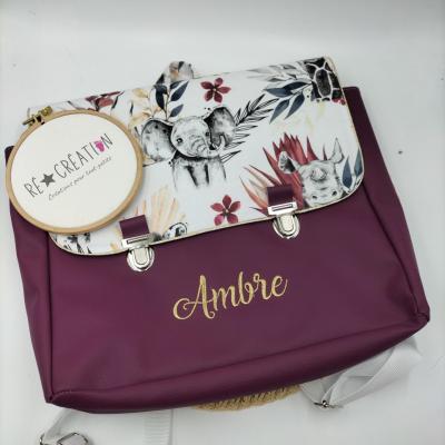 Cartable simili prune savane bordeaux