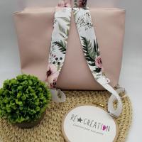 Cartable ecolier simili rose floral 2