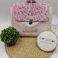 Cartable ecolier simili rose miosotis rose