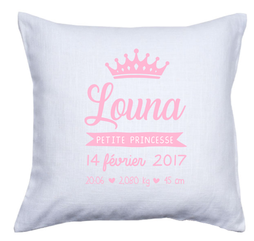 Coussin naissance couronne princesse
