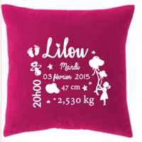 Coussin naissance fillette ballon