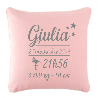 Coussin naissance flament rose