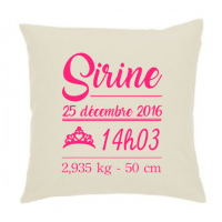 Coussin naissance princesse