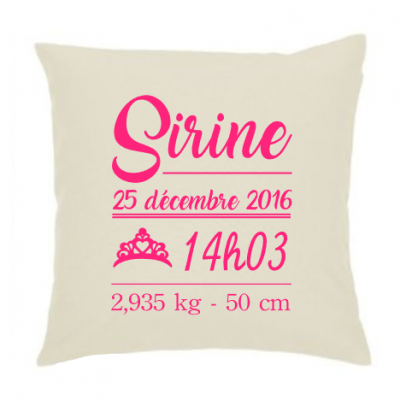 Coussin naissance princesse