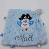 Doudou plat minky bleu gris pirate chouette2