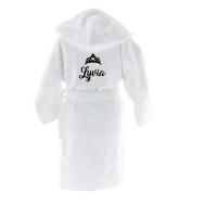 Peignoir capuche blanc enfant courrone princesse