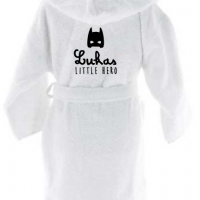 Peignoir capuche blanc enfant little hero masque