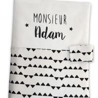 Protege carnet de sante coton blanc triangle noir