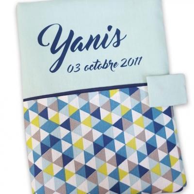 Protège carnet vert d'eau triangle anis