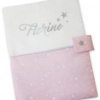 Protege carnet de sante suedine rose etoile