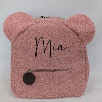 Sac a dos bouclette rose personnalise 3