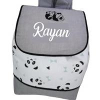 Sac a dos personnalise coton chambray gris panda