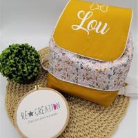 Sac a dos personnalise coton moutarde liberty