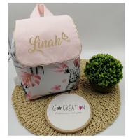 Sac a dos personnalise coton savane rose