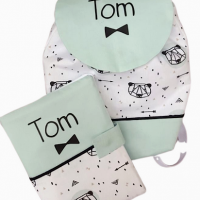 Sac a dos personnalise coton vert d eau panda origami