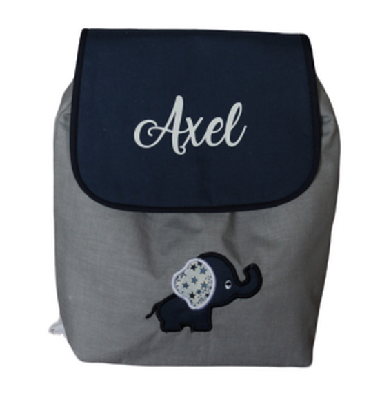 Sac a dos personnalise gris chine bleu marine elephant