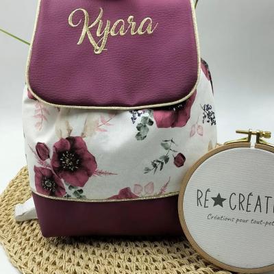 Sac a dos personnalise rabat bas prune lapin