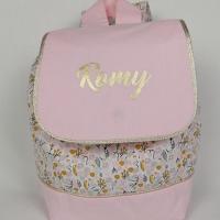 Sac a dos personnalise rabat rose liberty fleuri moutarde