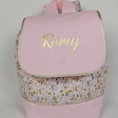 Sac a dos personnalise rabat rose liberty fleuri moutarde