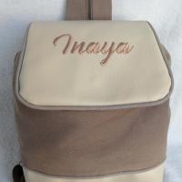 Sac a dos personnalise simili beige taupe