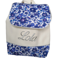 Sac a dos personnalise simili blanc liberty bleu marine