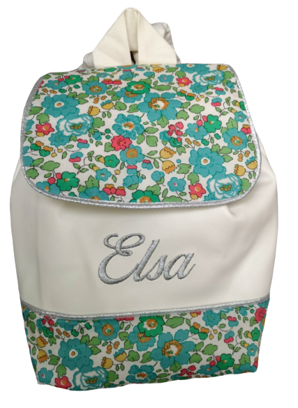Sac a dos personnalise simili blanc liberty vert