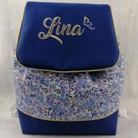 Sac a dos personnalise simili bleu marine liberty myosotis bleu