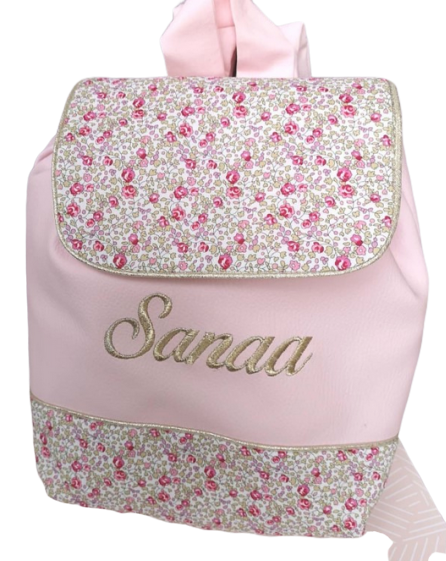 Sac à dos personnalisable en liberty Eloise rose