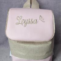 Sac a dos personnalise simili rose lin or