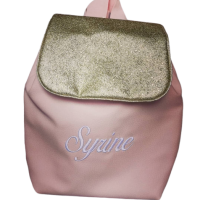 Sac a dos personnalise simili rose or