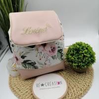 Sac a dos personnalise simili rose poudre motif floral