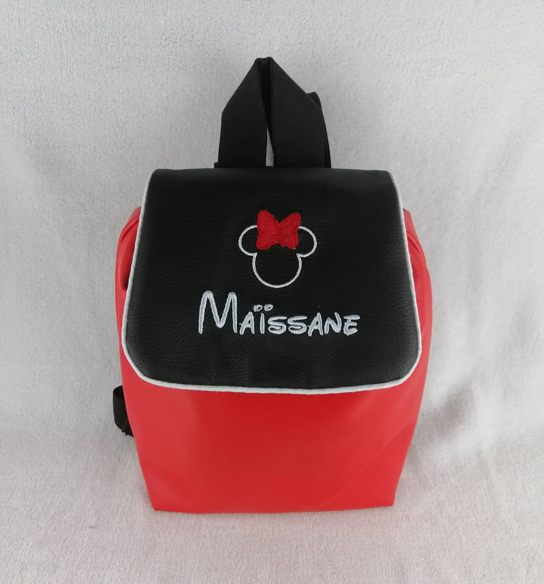 Sac a dos personnalise simili rouge noir souris