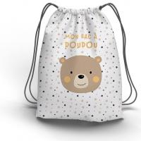 Sac a doudou coulissant motif baby marron et ocre