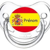 Sucette personnalisee drapeau espagne et prenom