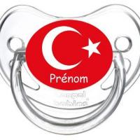 Sucette personnalisee drapeau turquie et prenom