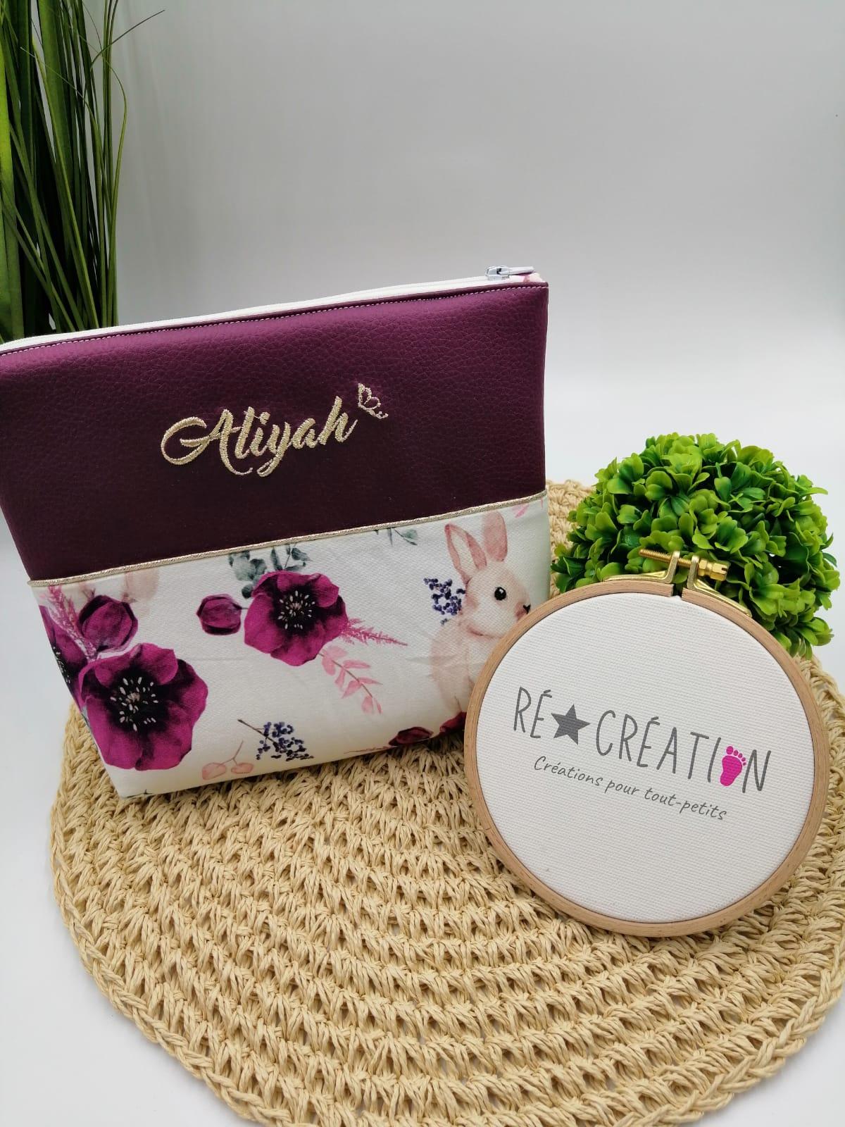 Trousse de toilette simili prune lapin anemone