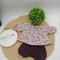 Vetement poupee blouse bloomer liberty lilas menthe double gaze bordeaux